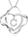 RIVIKO Valentines Day Gifts for Her-Love Knot Initial Necklace,925 Sterling Silver Letter Pendant Necklaces,Personalized Alphabet Jewelry Christmas Birthday Gifts for Women Wife Mom Friend