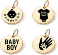 SM Design Pregnancy & New Baby Charm Set – Set of 4 Meaningful Stainless Steel Charms – Great for Crafting, Making Bracelets and Necklaces - Meaningful Keepsake Charms for Expecting & New Moms