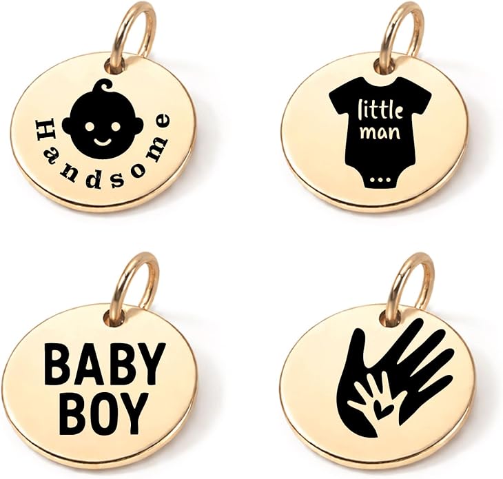 SM Design Pregnancy & New Baby Charm Set – Set of 4 Meaningful Stainless Steel Charms – Great for Crafting, Making Bracelets and Necklaces - Meaningful Keepsake Charms for Expecting & New Moms