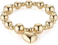 HZMAN Gold-Plated Brass Stretch Bracelet One-Size-Fits-All Wrist Bead Accents Beach & Daily Wear Lightweight & Hypoallergenic Jewelry Gift for Women