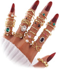 19-36 Pcs Gold Boho Knuckle Rings Set for Women, Vintage Stackable Dainty Joint Finger Gold Jewelry Set with Love Pearl and Sparkling Crystals