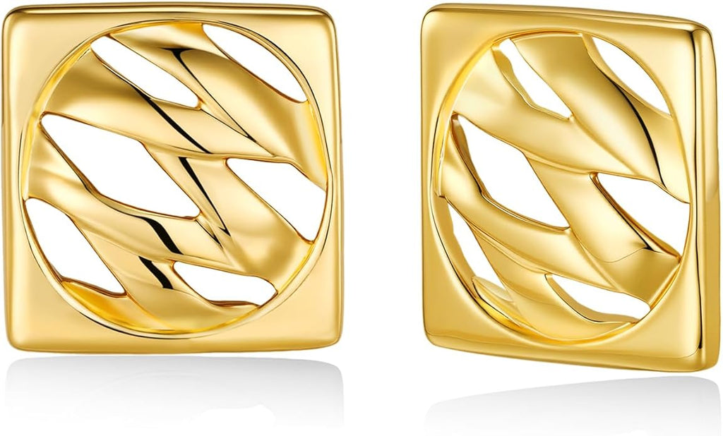 SNGIA18K Gold Plated Dangle Textured Ribbed Irregular Large Leaf Statement Earrings for Women by SNGIA, Handmade Dramatic Geometric Trendy Summer Drop Leaf Flower Jewelry Gifts, Bold Beachy Vintage Plant Fashion Drop Accessories, Vintage Nickle Free Fl...