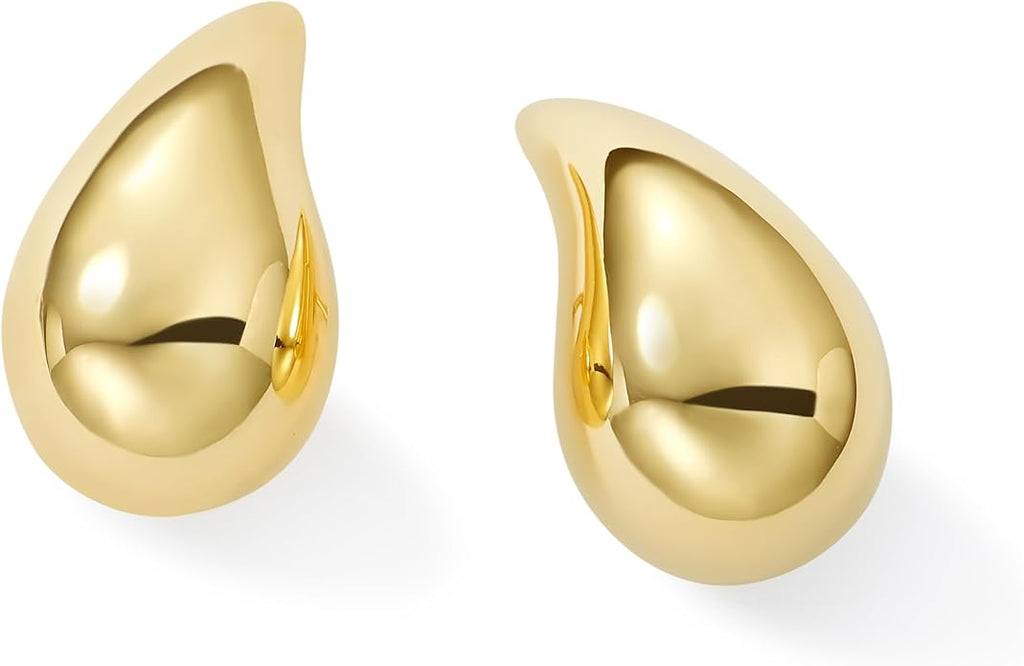Women's Large Teardrop Earrings, High-Polish, in 10K Yellow Gold