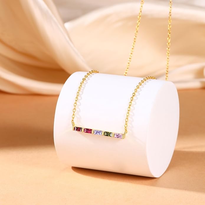 Wendy Made Personalized 1-6 Birthstone Necklace for Women — Custom Dainty Jewelry with Adjustable Chain for Mother’s Day, Birthday, Anniversary & Christmas Gifts