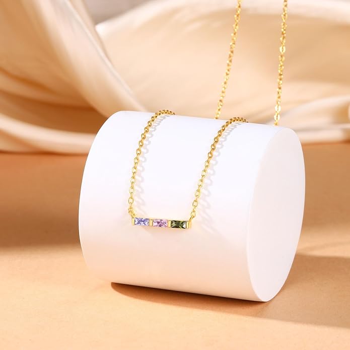 Wendy Made Personalized 1-6 Birthstone Necklace for Women — Custom Dainty Jewelry with Adjustable Chain for Mother’s Day, Birthday, Anniversary & Christmas Gifts