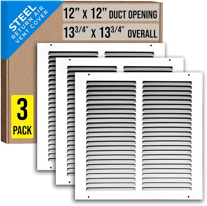 Fits 12x12 Duct Opening | Steel Return Air Grille by Handua | Vent Cover Grill by Handua