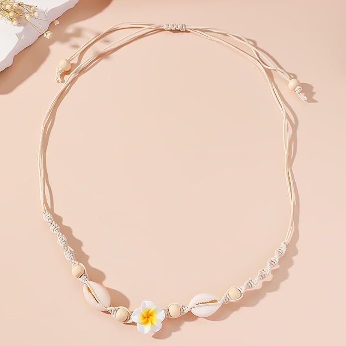 Nackiy Handmade Sea Shell Necklace for Women Summer Adjustable Natural Shell Collar Necklace