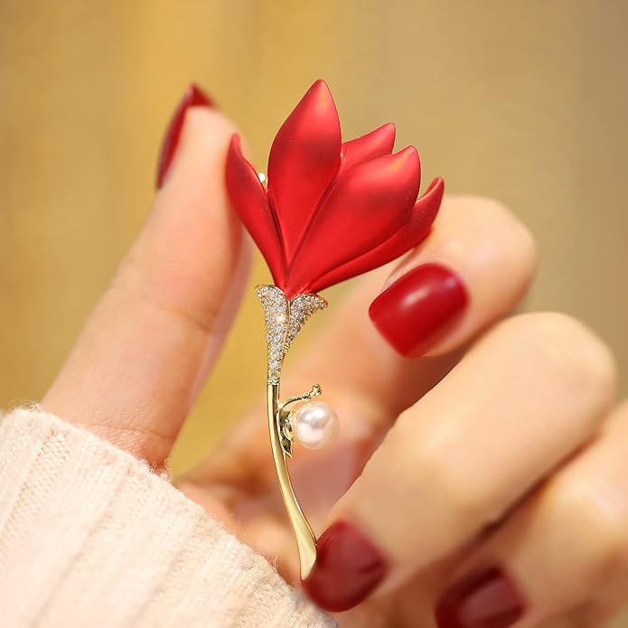 Red Rose Flower Brooches and Pins for Women Costume Jewelry Brooch Pins Broches Jewelry for Women Elegant Lady Pin