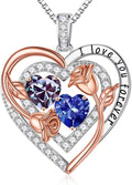 Iefil Valentines Day Gifts for Her - Sterling Silver Birthstone Necklace Anniversary Birthday Gifts for Her Wife Mom Daughter
