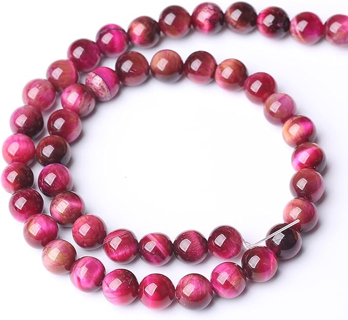 Natural Rose Red Tiger Eye Beads for Jewelry Making Round Loose Stone Beads Semi-Precious DIY Bracelet Necklace 10mm