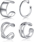 CHIC & ARTSY 925 Sterling Silver Ear Cuffs for Women, Non Piercing Clip On Cartilage Cuffs, Adjustable Fake Conch & Helix Earrings, Gold Plated & Oxidized Various Styles