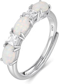 925 Sterling Silver Birthstone Rings for Women - Adjustable Size Women Jewelry Birthday Gifts for Girlfriend,Wife,Mom