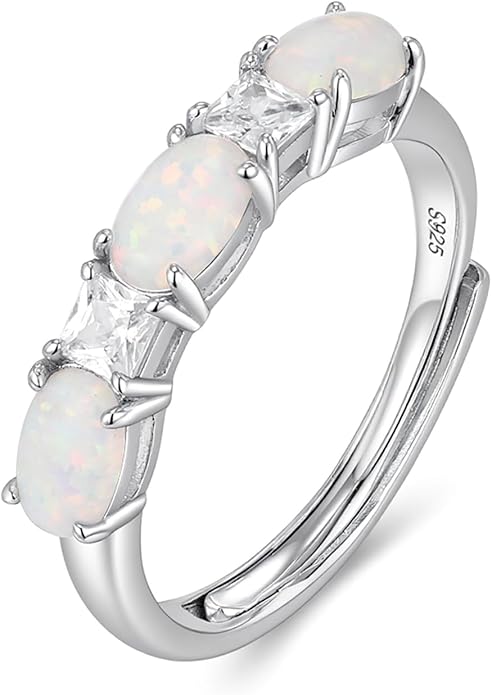 925 Sterling Silver Birthstone Rings for Women - Adjustable Size Women Jewelry Birthday Gifts for Girlfriend,Wife,Mom