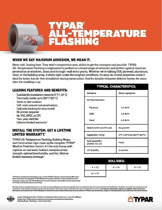 12-Inch x 75-Feet All Temperature Flashing Tape - Image 2