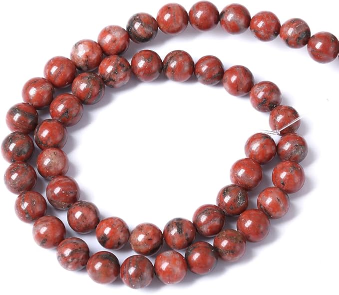 90pcs 4mm Natural Red Seasame Jasper Gemstone Beads Round Loose Spacer Beads for Jewelry Making DIY Bracelets Necklaces 15" (4mm, Red Seasame Jasper)