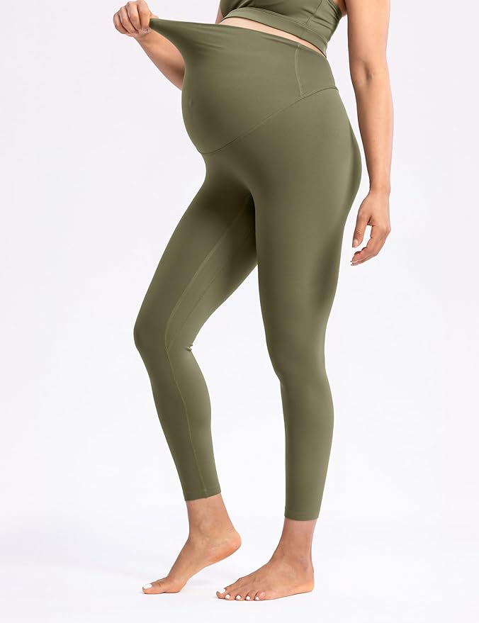 POSHDIVAH Women's Creamluxe Maternity Leggings 25"/28" Over The Belly Pregnancy Yoga Pants Active Workout Leggings