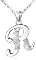 AEONSLOVE 925 Sterling Silver Initial Necklaces for Women, 26 Letters Pendants Necklace Gift for Mother, Daughter, Wife, 18 Inch Chain