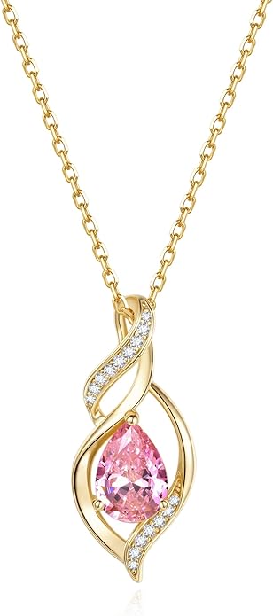 FANCIME Birthstone Necklace for Women Teardrop Necklace S925 Sterling Silver Infinity Love Birthday Gifts for Mom Women Girls, 16"+2" Inches