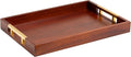 Acacia Wood Serving Tray with Polished Gold Stainless Steel Metal Handles by HomeRedefined