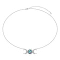 FLYOW S925 Sterling Silver Dainty Butterfly/Moonstone/Turquoise/Agate/Circle Choker Necklace Short Dainty Layered Pendant Necklace Jewelry for Women Girls