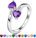 1CT Adjustable Women Heart Ring 925 Sterling Silver Birthstone Rings for Women Promise Ring for her Simulated Gemstone Statement Stackable Band Width 2mm Open Size 5~9