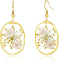 Forget-Me-Not and Queen Anne's Lace Pressed Wildflower Earrings | Pressed Flower Earrings | Handmade Drop and Dangle Earrings | Gift for Woman