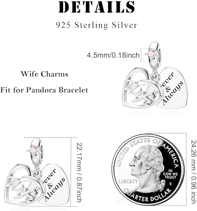 DALARAN Sister Mother Daughter Wife Charms for Bracelet Forever Always Love Charm for Birthday Christmas Sterling Silver Dangle Charm