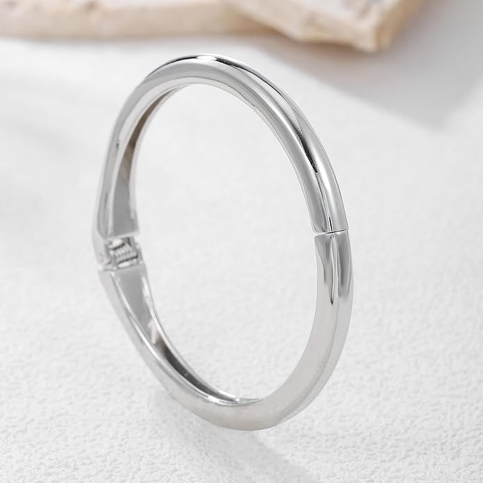 Chunky Gold/Silver Gold Cuff Bangle Bracelets for Women Trendy Hinged Cuff Open Wide Chunky Gold Bracelet Minimalist Bangle Jewelry Gift