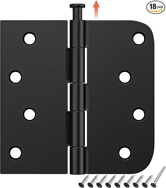 HOSOM 18 Pack Matte Black Door Hinges, 4 x 4 Inch Heavy Duty Door Hinges by HOSOM