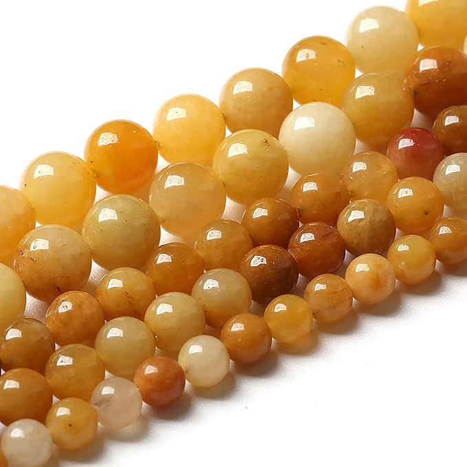 72PCS 10mm 45pcs Natural Yellow Aventurine Jade Beads Round Loose Beads Energy Crystal Healing Power Gemstone for Jewelry Making DIY Bracelet 32" 2 Strands