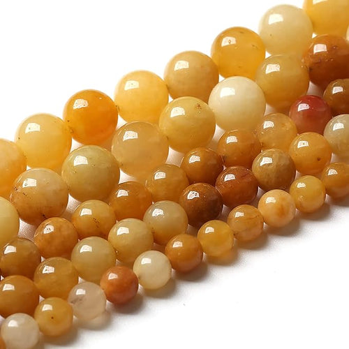 120PCS 6mm 45pcs Natural Yellow Aventurine Jade Beads Round Loose Beads Energy Crystal Healing Power Gemstone for Jewelry Making DIY Bracelet 32" 2 Strands