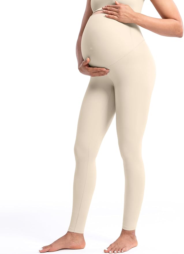 POSHDIVAH Women's Creamluxe Maternity Leggings 25"/28" Over The Belly Pregnancy Yoga Pants Active Workout Leggings