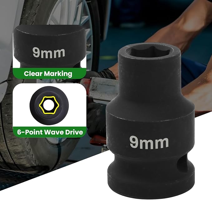 1/2" Drive 9mm Deep Impact Socket, 6 Point Chrome Molybdenum Steel Heavy Duty - Image 3