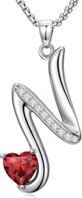 Valentines Day Gifts for Women Alphabet A to Z Initial Birthstone Pendant Necklaces for Women - 18k White Gold Plated Personalized Name Jewelry Valentine Mothers Day Birthday Gifts for Women Her Girlfriend