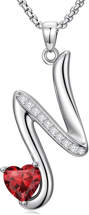 Valentines Day Gifts for Women Alphabet A to Z Initial Birthstone Pendant Necklaces for Women - 18k White Gold Plated Personalized Name Jewelry Valentine Mothers Day Birthday Gifts for Women Her Girlfriend