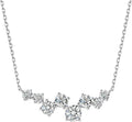 S.Leaf Cluster Diamond Necklace for Women 925 Sterling Silver Cubic Zirconia Emerald Drop Round-cut Pendant Choker Necklaces for Women Birthday Gifts