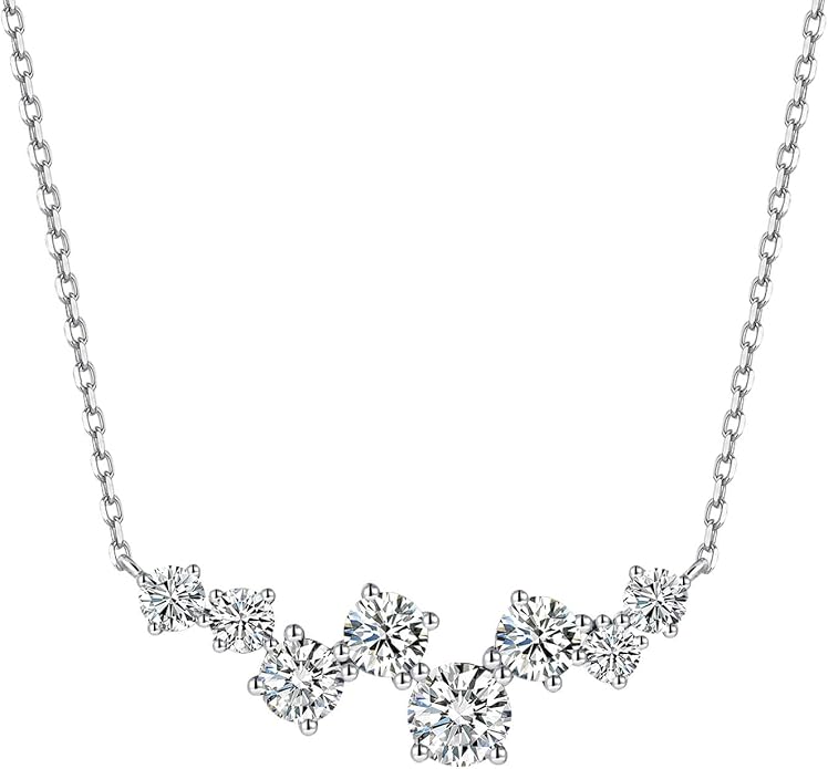 S.Leaf Cluster Diamond Necklace for Women 925 Sterling Silver Cubic Zirconia Emerald Drop Round-cut Pendant Choker Necklaces for Women Birthday Gifts