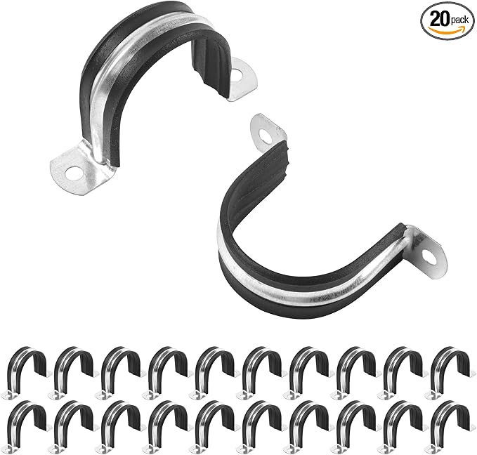 1-9/16 Inch Reinforced Rigid Pipe Strap, Rubber Cushioned Insulated Clamp by JDHGSHL