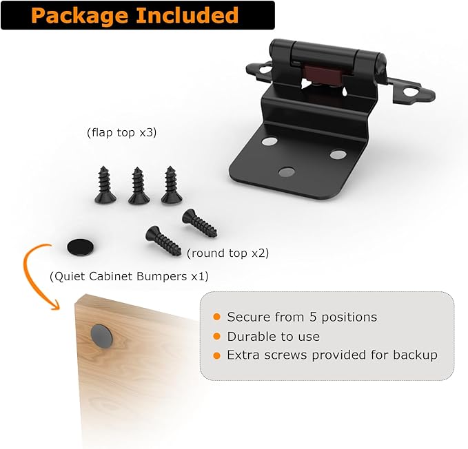 3/8 Inch Inset Cabinet Hinges, 10 Pairs Self Closing Flush Face Mount Hinges - Image 6