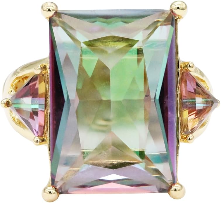 Lavencious Big Bold Radiant CZ Stones Stretch Rings for Women Size for 7-9