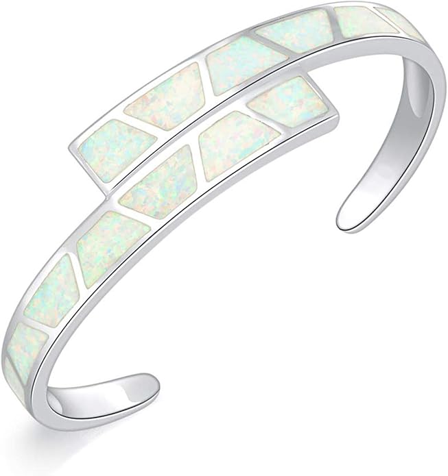 CiNily Womens Cuff Bracelet,Opal Bangle Bracelets Gold Plated Hypoallergenic Ladies Gemstone Open Cuff Bangle Bracelet