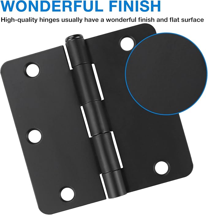 Matte Black Door Hinges 3.5" 24 Pack Rounded - Image 3