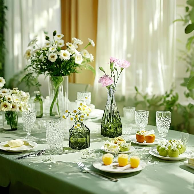 UPBUD Green Glass Bud Vases Set of 12, Mini Flower Vase - Image 4