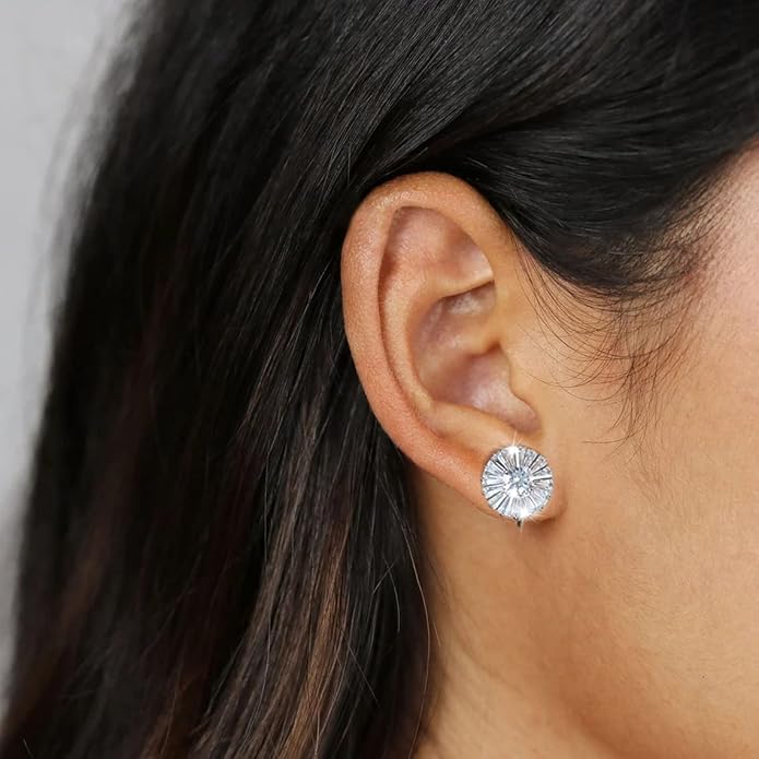 Clip on Earrings Women, 14K Gold Hoop Clip-On Earrings for Women, Hypoallergenic Non Pierced Croissant Earrings