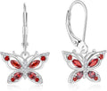 Women's Butterfly Leverback Dangle Earrings 925 Sterling Silver 5A Cubic Zirconia Jewelry for Valentine Mother's Day Birthday Gifts for Her