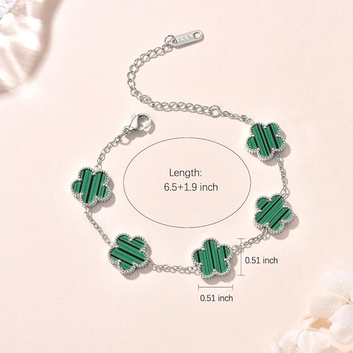 18K Gold-Plated Four Leaf Clover Bracelet for Women,Adjustable lucky Bracelet Set Jewelry Gift-Hypoallergenic Charm for Birthdays, Wellness & Daily Wear