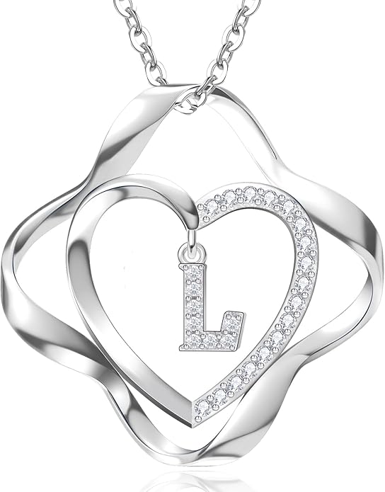 RIVIKO Valentines Day Gifts for Her-Love Knot Initial Necklace,925 Sterling Silver Letter Pendant Necklaces,Personalized Alphabet Jewelry Christmas Birthday Gifts for Women Wife Mom Friend