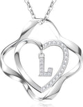 RIVIKO Valentines Day Gifts for Her-Love Knot Initial Necklace,925 Sterling Silver Letter Pendant Necklaces,Personalized Alphabet Jewelry Christmas Birthday Gifts for Women Wife Mom Friend