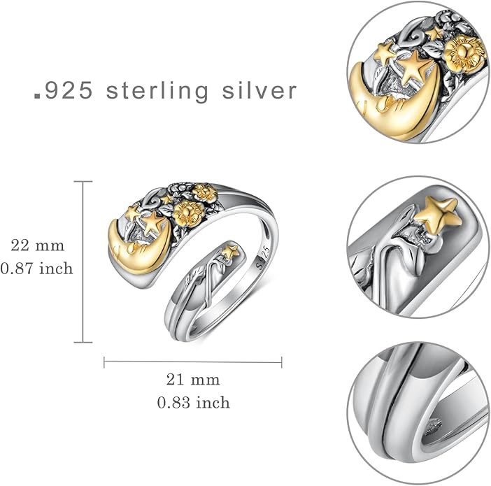 Thumb Rings for Women 925 Sterling Silver Adjustable Spoon Ring Vintage Thumb Jewelry Gifts for Women