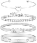 18 K Gold Plated Love Bangle Bracelet Stack Cuff Jewelry for Women Jewelry Set for Women Gift with Box